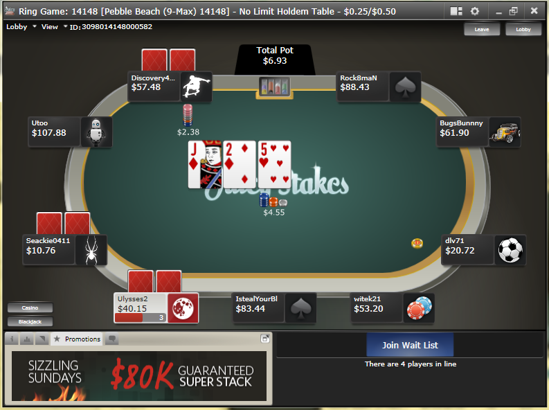 pokersite with largest number od players